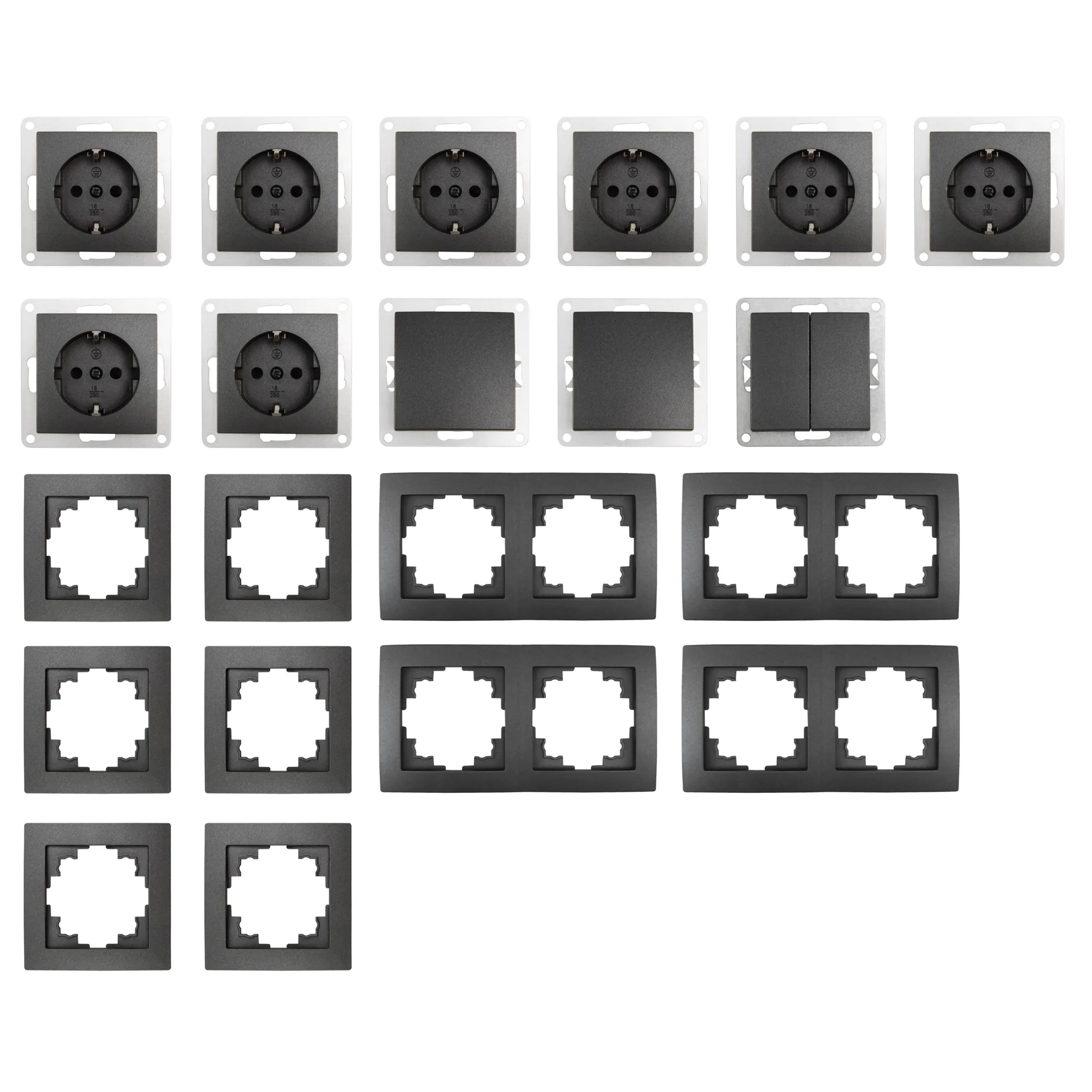 Schalter und Steckdosen Set McPower Flair ''Standard Plus'' 21-teilig, anthrazit – Bild 3