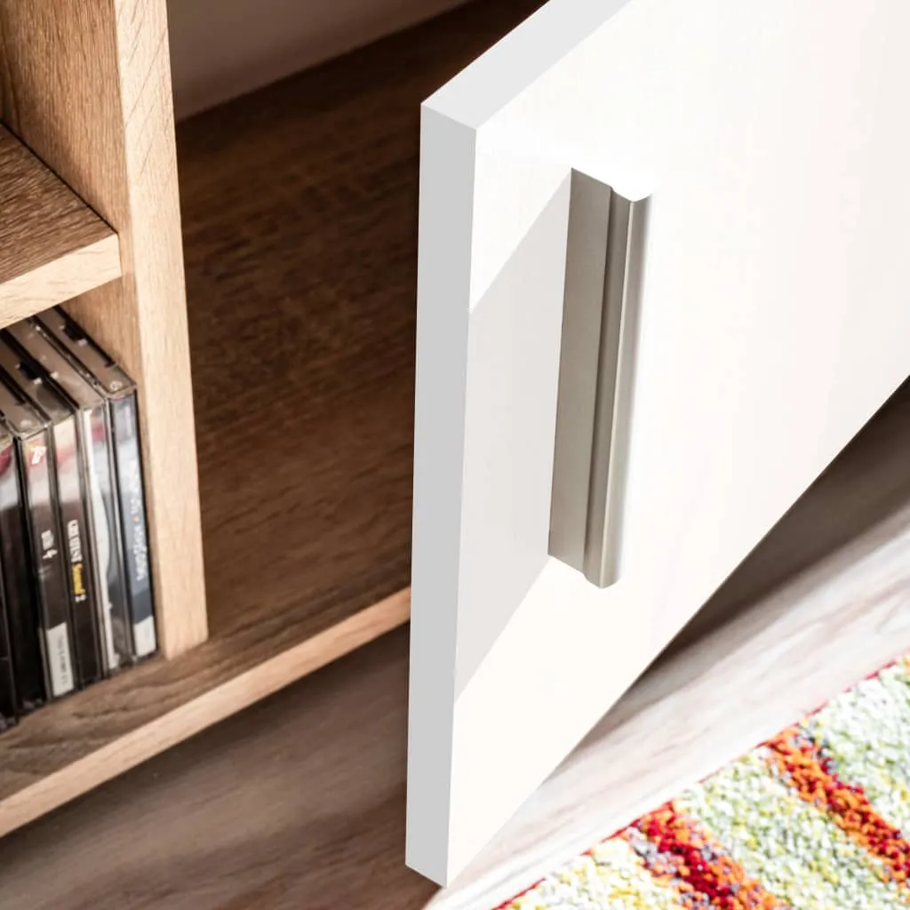 vidaXL TV-Wohnwand mit LED-Leuchten Sonoma Eiche und Weiß – Bild 4