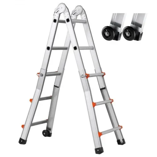 VEVOR Teleskopleiter mit A-Rahmen, 3350 mm, kompakte Aluminium-Ausziehleiter, multifunktionale, tragbare, zusammenklappbare Wohnmobilleiter, Teleskopleiter für Hausaufgaben, Treppen, Innen- und Außendächer, 150 kg Tragkraft – Bild 8