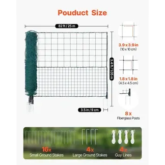 VEVOR Begrenzungszaun 25×1,05 m, Weidezaun aus PE, Mobiler Hundezaun mit Doppelspitzenpfählen & Abspannseilen, Hühnerzaun, Gartenzaun, Campingzaun für Hunde, Hühner, Pflanzen, Außenbereiche VEVOR Begrenzungszaun 25×1,05 m, Weidezaun aus PE, Mobiler Hundezaun mit Doppelspitzenpfählen & Abspannseilen, Hühnerzaun, Gartenzaun, Campingzaun für Hunde, Hühner, Pflanzen, Außenbereiche