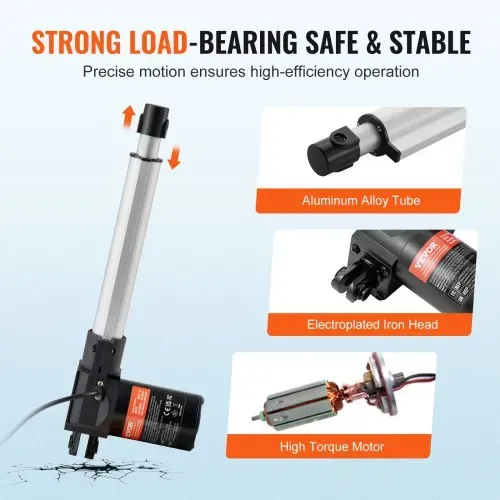 VEVOR 6000N Linear Actuator DC 12V Linearantrieb IP44 Elektrischer Linearmotor 200mm Hublänge Geräuschpegel ≤ 50dB Elektrische Türöffner 5 mm/s Fahrgeschwindigkeit Lineartechnik Verstellantrieb – Bild 4