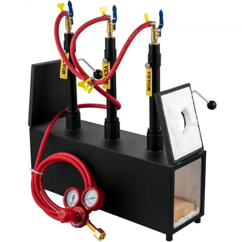 VEVOR Gas schmiedeofen 1350 °C, Brenner Schmiede 15 L, Schmiedeofen drei Brenner Zweitürig Auskleidung mit Aluminiumsilikatfaser, Metallschmiede Max. Leistung 230,4 kWh / 786.000 BTU, Gasdruckregler – Bild 8