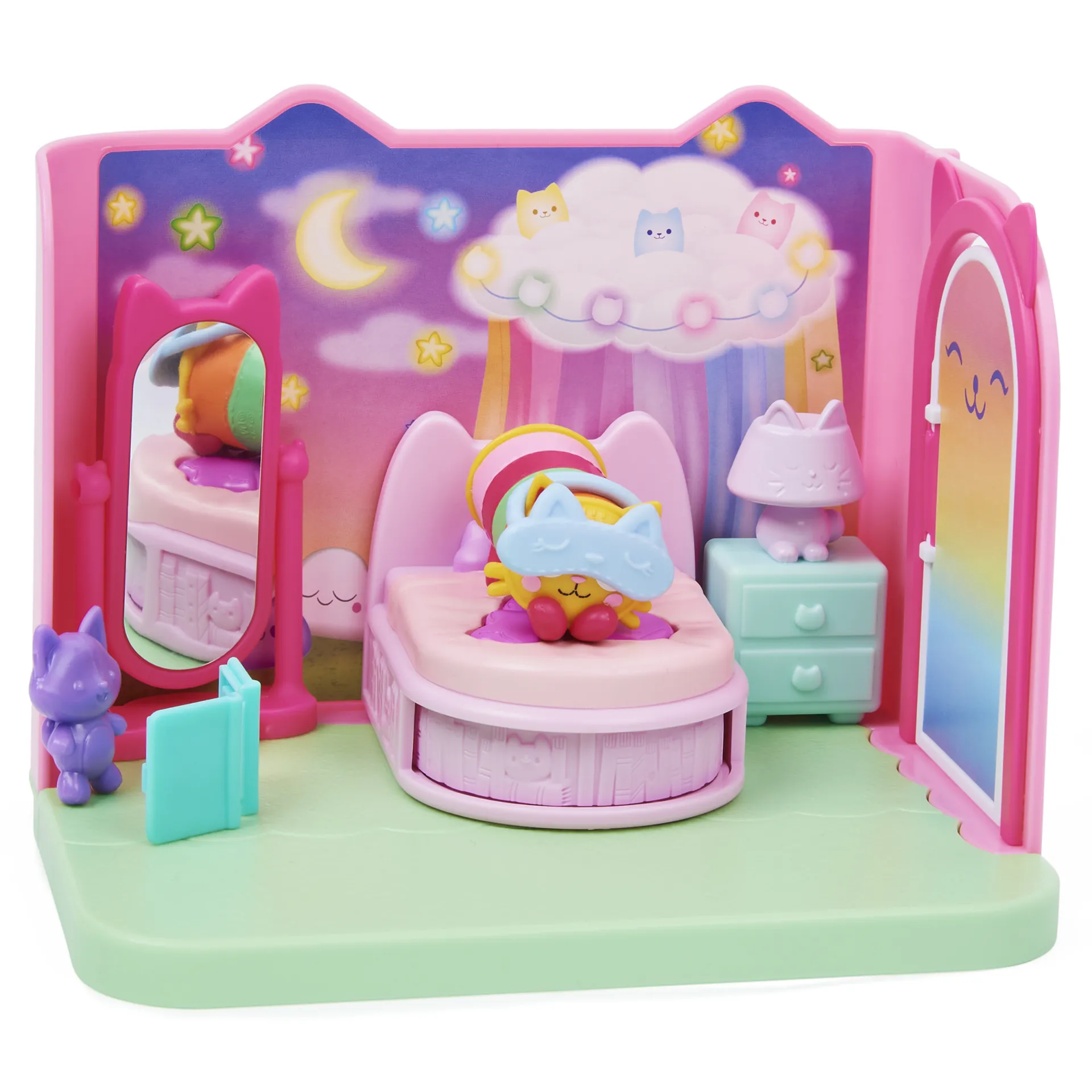 Gabby's Dollhouse DREAMWORKS - Deluxe Raum, Sweet Dreams, Schlafzimmer mit Kuschelkatze (engl. Pillow Cat), Möbelstücken und thematischem Zubehör – Bild 7