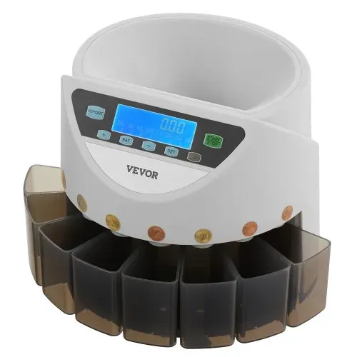 VEVOR Euro-Münzsortierer, Münzzählmaschine für 8 Arten von Euro-Münzen, Münzzählautomat für bis zu 850 Münzen, großes LCD-Display, Münzaufbewahrung inkl. 5 Münzröhren & 8 Münzboxen – Bild 8