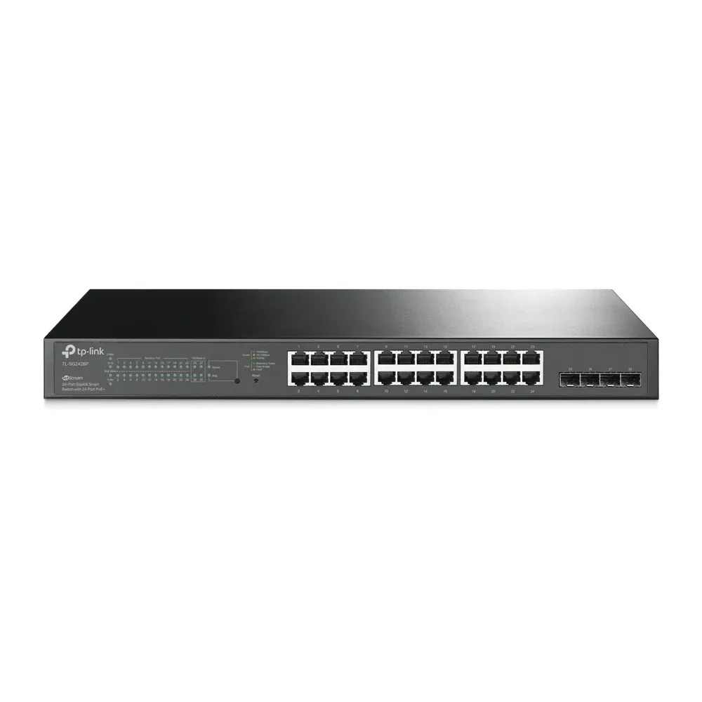 TP-Link Switch full managed Layer2+ 28 Port • 24x 1 GbE • 4x SFP • PoE Budget 250 Watt • 24x PoE at • 19” • Omada • SG2428P TP-Link Switch full managed Layer2+ 28 Port • 24x 1 GbE • 4x SFP • PoE Budget 250 Watt • 24x PoE at • 19” • Omada • SG2428P