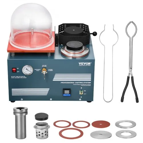 VEVOR Vakuum-Einbettgussmaschine 2 L mit Schmelzofen & praktischer Öleinspritzöffnung, Metallschmuckgusswerkzeug Vakuumgussmaschine zum Gießen von Schmuck und Schmelzen von Schrott Silber Gold Kupfer VEVOR Vakuum-Einbettgussmaschine 2 L mit Schmelzofen & praktischer Öleinspritzöffnung, Metallschmuckgusswerkzeug Vakuumgussmaschine zum Gießen von Schmuck und Schmelzen von Schrott Silber Gold Kupfer