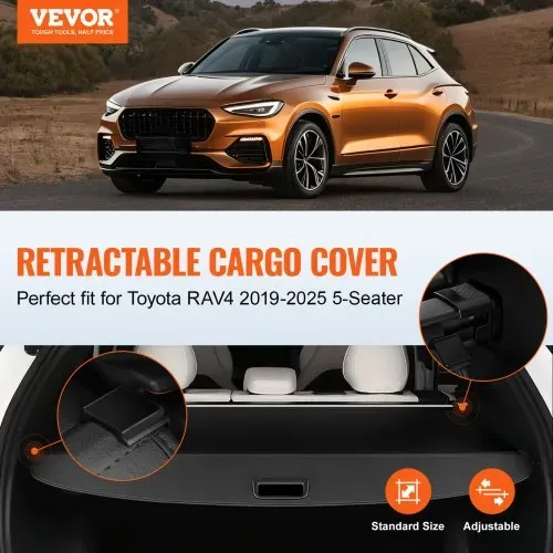 VEVOR Einziehbare Laderaumabdeckung wasserfeste Kofferraumabdeckung für Toyota RAV4 2019–2025 5-Seater, UV-beständige Kofferraumabdeckung aus Aluminiumlegierung & PVC-Lederstruktur VEVOR Einziehbare Laderaumabdeckung wasserfeste Kofferraumabdeckung für Toyota RAV4 2019–2025 5-Seater, UV-beständige Kofferraumabdeckung aus Aluminiumlegierung & PVC-Lederstruktur