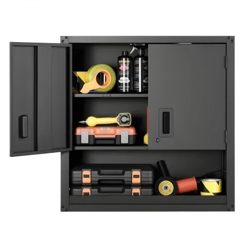 VEVOR Hängeschrank Werkstatt, 762 x 305 x 762 mm, Werkzeugschrank aus Stahl mit abschließbaren Türen & verstellbarem Regal, Wandhängeschrank für Garage, Keller, Küche, Lager, schwarz – Bild 10