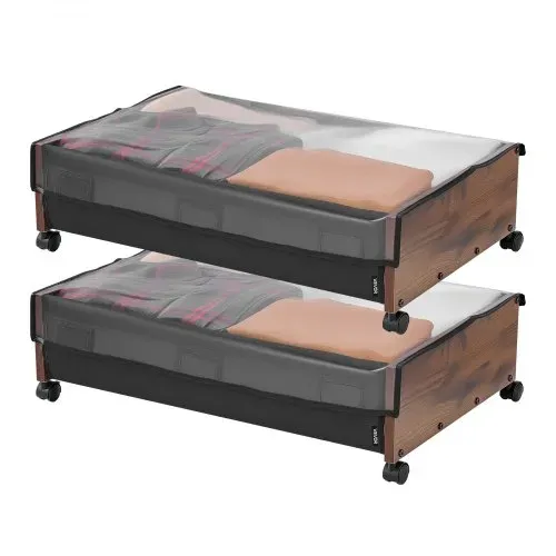 VEVOR Unterbettkommode Unterbettaufbewahrungstasche 2 Stk. rollbar (650 x 460 x 180 mm) Unterbettbehälter mit feststellbaren Rädern, mobile Aufbewahrungsbox für Kleidung Schuhe Schlafzimmer – Bild 8