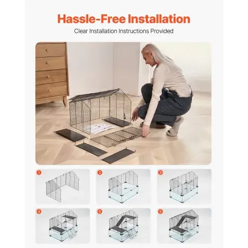 VEVOR Hamsterkäfig, 360°-Sicht, transparenter Hamsterlebensraum, Kleintierkäfig, 58x38x54 cm, belüfteter Mäusekäfig mit Wasserflasche, tragbares Hamsterhaus für Ratten, Meerschweinchen – Bild 3