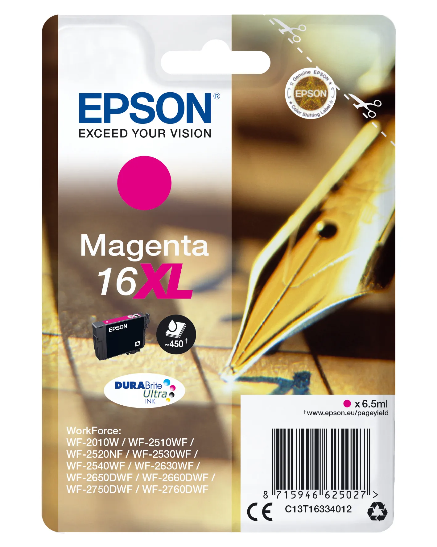 Epson Pen and crossword Singlepack Magenta 16XL DURABrite Ultra Ink Epson Pen and crossword Singlepack Magenta 16XL DURABrite Ultra Ink
