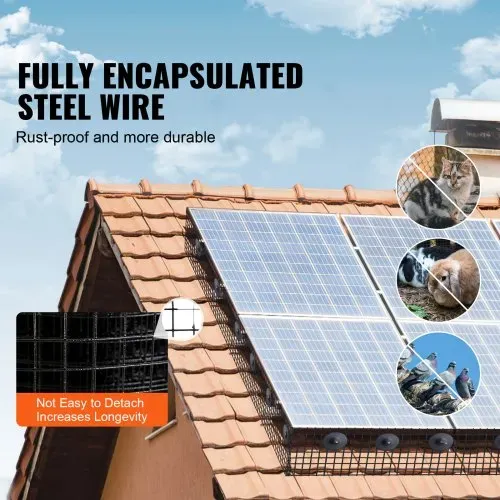 VEVOR Vogelschutz für Solarmodule, 20,3 x 30,5 m, Taubenabwehr Solaranlagengitter mit 50 Reifendrähten, Solarmodul-Schutz mit rostfreier PVC-Beschichtung, 12 mm Drahtrollengeflecht – Bild 3