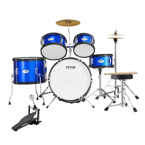 VEVOR Schlagzeugset für Kinder, 5-teilig, Anfänger-Schlagzeugset mit Bass-Toms, Snare, Standtrommel, verstellbarem Thron-Becken, Hi-Hat-Pedal und zwei Paar Drumsticks, Schlagzeugset für Kinder, blau – Bild 10