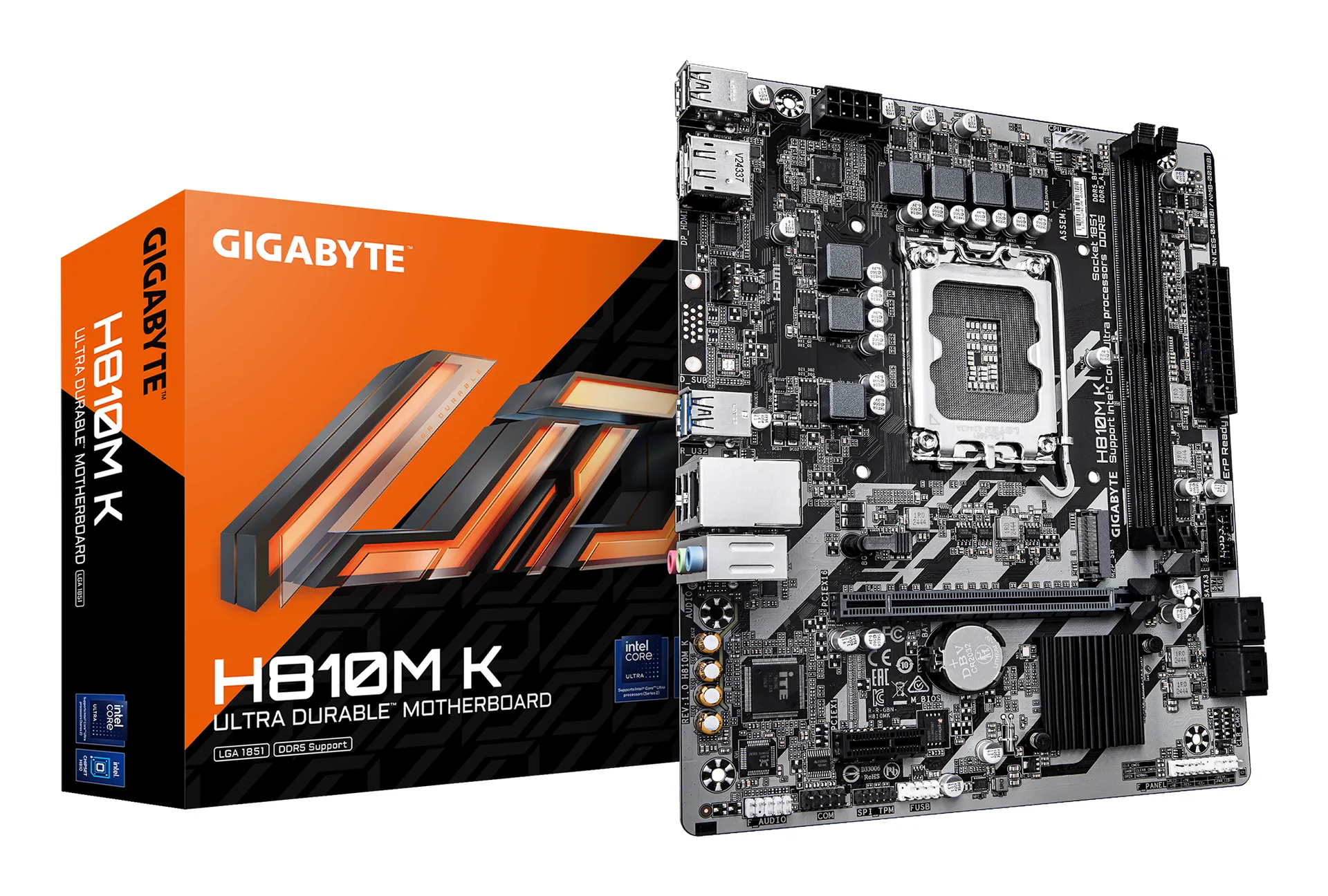 GIGABYTE H810M K Mainboard – Intel Core Ultra (Serie 2) Prozessoren, 3+1+2 Phasen VRM, bis zu 6400 MHz DDR5, 1 x M.2 PCIe 4.0, 1 GbE LAN, USB 3.2 Gen 1 GIGABYTE H810M K Mainboard – Intel Core Ultra (Serie 2) Prozessoren, 3+1+2 Phasen VRM, bis zu 6400 MHz DDR5, 1 x M.2 PCIe 4.0, 1 GbE LAN, USB 3.2 Gen 1