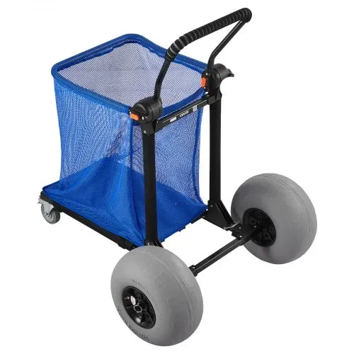 VEVOR Strandwagen mit Ballonreifen (12 Zoll), Faltbarer Strandtrolley mit 180° Verstellbarem Griff Pumpe und Aluminiumrahmen, Handwagen (75 kg Belastbar), Strandkarre Ideal für Camping Angeln Garten – Bild 9