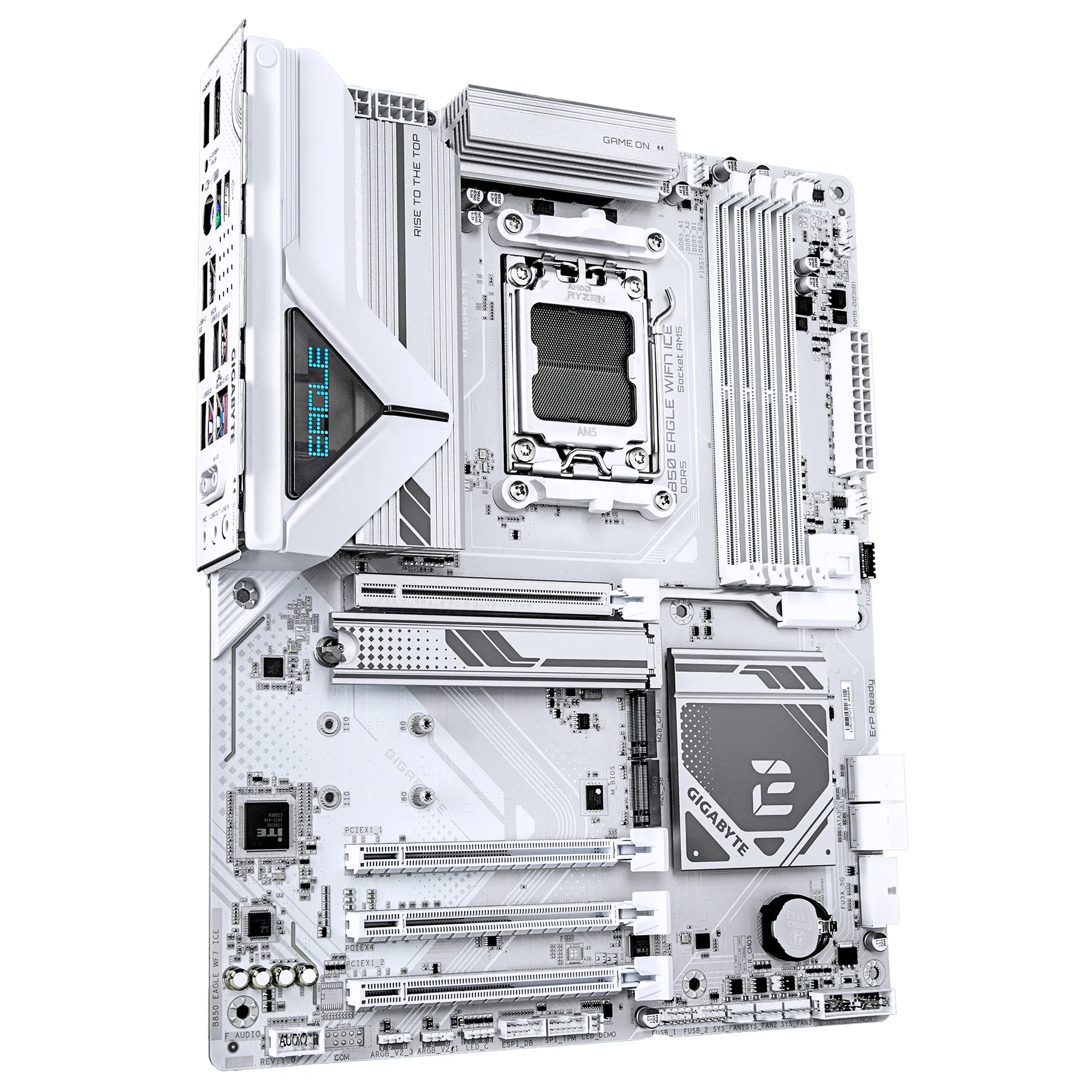 GIGABYTE B850 EAGLE WIFI7 ICE Mainboard – AMD Ryzen 9000 Serie Prozessoren, digitales 8+2+2 Phasen VRM, bis zu 8200 MHz DDR5 (O.C.), 1x PCIe 5.0 + 2x PCIe 4.0 M.2, Wi-Fi 7, 2.5 GbE LAN, USB 3.2 Gen 2 – Bild 3
