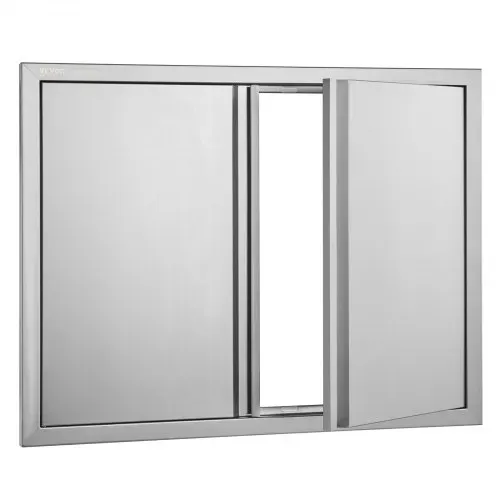 VEVOR Grill-Zugangstür, 787 x 609 mm, Doppelte Außenküchentür, Flächenbündig Montierte Edelstahltür, Vertikale Wandtür mit Versenkbaren Griffen, für Grillinsel, Grillstation, Außenschrank – Bild 8