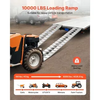 VEVOR Laderampen 2 Stk. 2745 x 380 mm, Robustes Aluminium, Schwerlast-Anhängerrampen-Set mit Antirutschplatten, Gesamttragfähigkeit 4535,9 kg, für Anhänger Traktoren ATVs Rasenmäher Motorräder VEVOR Laderampen 2 Stk. 2745 x 380 mm, Robustes Aluminium, Schwerlast-Anhängerrampen-Set mit Antirutschplatten, Gesamttragfähigkeit 4535,9 kg, für Anhänger Traktoren ATVs Rasenmäher Motorräder