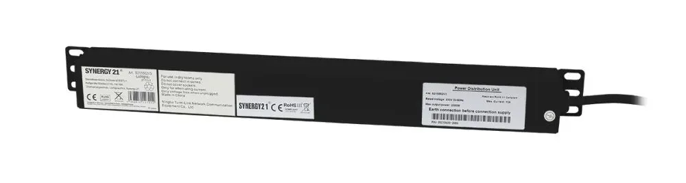 ALLNET 19"zbh. Steckdosenleiste, 9xDosen(CEE7)->Kaltgeräte(Stecker,C14), mit 10A Überlastungsschutz, Schwarz/Rot, Synergy 21, – Bild 4
