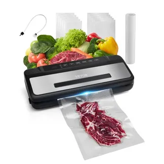 VEVOR Vakuumiergerät, 80 Kpa, 120 W, Lebensmittel-Vakuumierer, 7-in-1-Folienschweißgerät, automatisches Luftversiegelungssystem mit integriertem Cutter, mit 10 Vakuumbeuteln und 1 Beutelrolle VEVOR Vakuumiergerät, 80 Kpa, 120 W, Lebensmittel-Vakuumierer, 7-in-1-Folienschweißgerät, automatisches Luftversiegelungssystem mit integriertem Cutter, mit 10 Vakuumbeuteln und 1 Beutelrolle