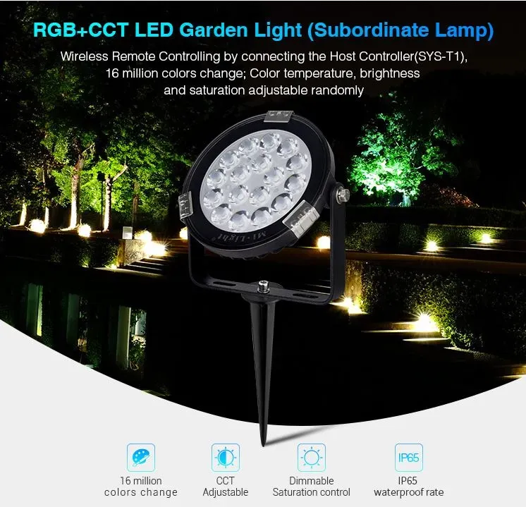 MiBoxer SYS-RC1 LED Subordinate Garten Lampe 9W RGB-WW (RGB-CCT) mit Funk und WLAN IP65 24V MiBoxer SYS-RC1 LED Subordinate Garten Lampe 9W RGB-WW (RGB-CCT) mit Funk und WLAN IP65 24V
