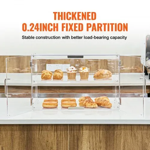 VEVOR 3-stöckige Gebäck-Vitrine, Kommerzielle Bäckerei-Vitrine 558 x 356 x 356 mm, Acryl-Vitrine mit mit stabilen Doppelscharnieren, Bäckerei Konditorei Vitrine für Donut-Bagels, Kuchen, Kekse usw. – Bild 2
