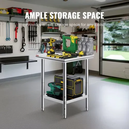 VEVOR Edelstahl Arbeitstisch 60 cm x 60 cm Essenszubereitung für die Zubereitung von Mahlzeiten, Nähen, Waschen, Basteln, Garagennutzung usw. – Bild 3