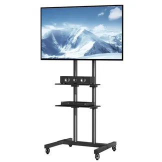 VEVOR Mobiler TV-Ständer Mobiler TV-Wagen mit Rollen und einem Tablett VEVOR Mobiler TV-Ständer Mobiler TV-Wagen mit Rollen und einem Tablett