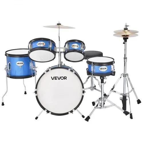 VEVOR Schlagzeug Set, 5-teilig, 35,6 cm Basstrommel, 20,3 cm Snare, 15,2 cm & 20,3 cm Tomtoms, 25,4 cm Standtom, 25,4 cm Crash-Becken, 20,3 cm Hi-Hat mit Ständer, für Kinder von 6–13 Jahren (blau) – Bild 10