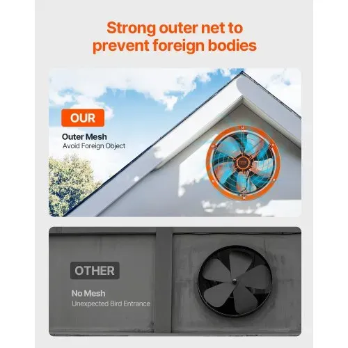 VEVOR Solar Ventilator, 400 x 150 mm, Solar Powered Fan, Dachbodenabluftventilator mit einstellbarem Thermostat, Außengitter, 1300 CFM Luftstromkapazität, für Giebel, Dach, Garage, Werkstatt – Bild 4