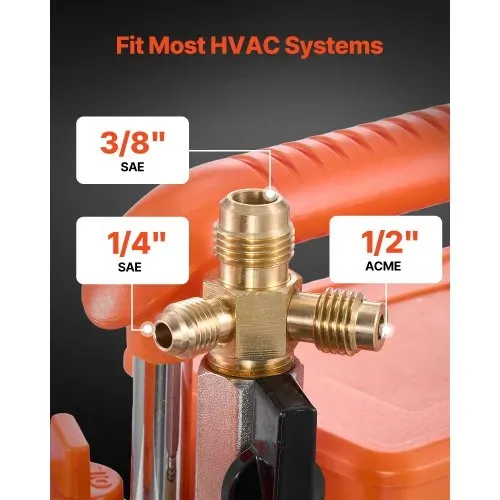 VEVOR Vakuumpumpe, 7 CFM 198 L/min, 2-stufig, 550 W geeignet für R134a, R22, R410a, R1234YF & R32, 4-poliger Motor, für die Wartung von Kfz-Klimaanlagen & die Entgasung von Harzen, inkl. Öl – Bild 3