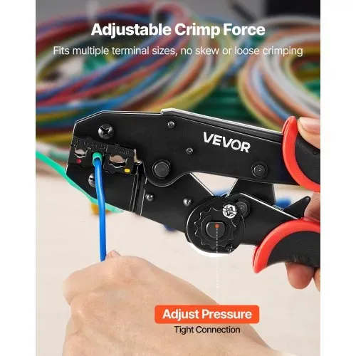 VEVOR Crimpzange Ratschenfunktion 0,5-6 mm², Kabelschuhzange mit Klaren Metrischen & AWG-Markierungen, Schnellverschluss, Presszange Einstellbarer Anpressdruck für Mehrere Anschlüsse – Bild 4