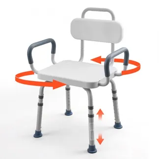 VEVOR Drehbarer Duschstuhl mit Armlehnen & Rückenlehne, bis zu 180 kg Tragkraft, Badewannendrehsitz für Duschkabine, Höhenverstellbarer Badewannensitz für Senioren und Menschen mit Behinderung VEVOR Drehbarer Duschstuhl mit Armlehnen & Rückenlehne, bis zu 180 kg Tragkraft, Badewannendrehsitz für Duschkabine, Höhenverstellbarer Badewannensitz für Senioren und Menschen mit Behinderung