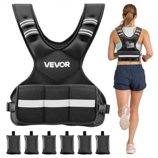 VEVOR Gewichtsweste Verstellbar mit 6 Gewichtsbeuteln à 1 lbs für Individuelles Training, X-förmige Fitnessweste mit Reflektorstreifen und Schnallenriemen für Krafttraining Laufen und Joggen Schwarz VEVOR Gewichtsweste Verstellbar mit 6 Gewichtsbeuteln à 1 lbs für Individuelles Training, X-förmige Fitnessweste mit Reflektorstreifen und Schnallenriemen für Krafttraining Laufen und Joggen Schwarz