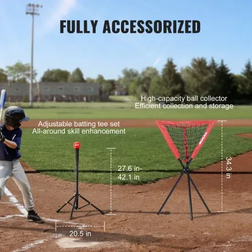 VEVOR 244 x 106 x 211 cm Baseball-Softball-Übungsnetz, Baseball-Trainingsnetz, Schlagen, Fangen, Pitchen, Backstop-Baseballausrüstung mit Bogenrahmen, Tragetasche, Schlagzone, Ball, Ballsammler – Bild 4
