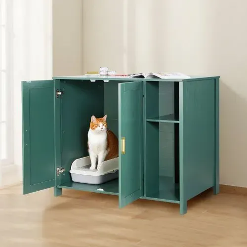 VEVOR Katzenschrank, 1050x680x885 mm, Katzenklo Schrank mit eingebauter Steckdose, Schublade & abnehmbarer Trennwand, passend für die meisten selbstreinigenden/intelligenten Katzentoiletten – Bild 7