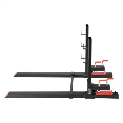 VEVOR Palettengabeln, 1814 kg Gabelträger zum Anklemmen, 1490 mm Gesamtlänge, Gabelzinken mit Kippschutz & verstellbarer Stabilisatorstange, passend für Ladeschaufel-Kompaktlader, Schwarz – Bild 10