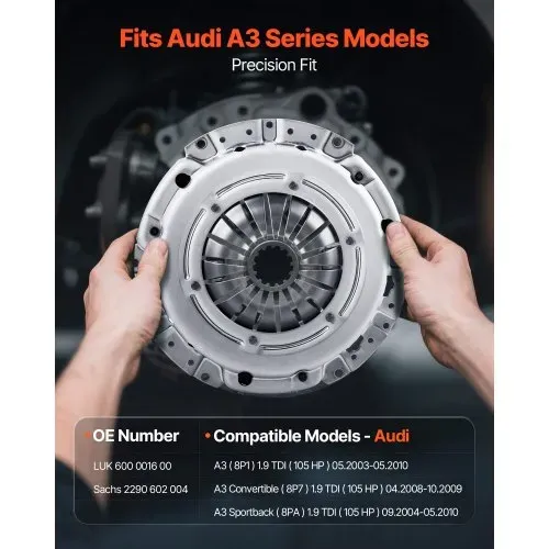 VEVOR Kupplungssatz mit Schwungrad, OEM-Kupplungssatz, OEM-Ersatz-Getriebekupplungssatz, kompatibel mit 2003–2010 Audi A3 (8P1), 2008–2009 A3 Cabrio (8P7), 2004–2010 A3 Sportback (8PA) VEVOR Kupplungssatz mit Schwungrad, OEM-Kupplungssatz, OEM-Ersatz-Getriebekupplungssatz, kompatibel mit 2003–2010 Audi A3 (8P1), 2008–2009 A3 Cabrio (8P7), 2004–2010 A3 Sportback (8PA)