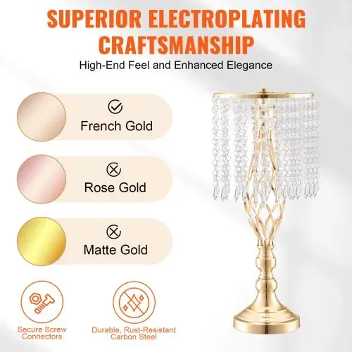 VEVOR 12 STK 49 cm hoher Blumenständer aus Kristallglas für Hochzeiten, Metallvase für Hochzeitsmittelstücke, goldene Blumenhalter, Blumenständer für Tische, Hochzeitsessen, Partys, Zeremonien, Geburtstagsveranstaltungen – Bild 2
