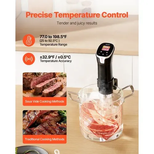 VEVOR Sous-Vide Stick, 1100 W Sous-Vide Garer , WLAN-Tauchzirkulator mit 10 voreingestellten Rezepten, LCD-Touchscreen, Präzisionskocher, genaue Temperatur & Timer, App-Steuerung – Bild 3
