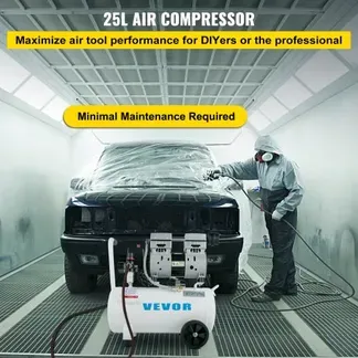 VEVOR Flüsterkompressor 25 L, Leise Ölfrei Kompressor 750 W, Ölfrei Luftkompressor 60 dB, Druckluftkompressor, Silent Druckluft Kessel 165 L / min Abgasvolumen, mit Eingebautem Abluftventilator VEVOR Flüsterkompressor 25 L, Leise Ölfrei Kompressor 750 W, Ölfrei Luftkompressor 60 dB, Druckluftkompressor, Silent Druckluft Kessel 165 L / min Abgasvolumen, mit Eingebautem Abluftventilator