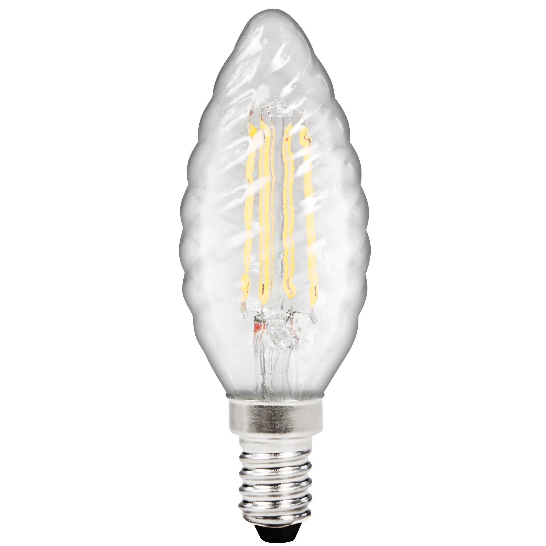 LED Filament Kerzenlampe gedreht McShine “Filed“, E14, 4W, 490 lm, warmweiß, klar LED Filament Kerzenlampe gedreht McShine “Filed“, E14, 4W, 490 lm, warmweiß, klar