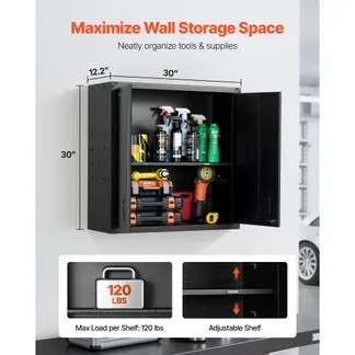 VEVOR Hängeschrank Werkstatt, 762x310x762 mm, Werkzeugschrank aus Stahl mit abschließbaren Türen & verstellbarem Regal, Wandhängeschrank für Garage, Keller, Küche, Lager, schwarz VEVOR Hängeschrank Werkstatt, 762x310x762 mm, Werkzeugschrank aus Stahl mit abschließbaren Türen & verstellbarem Regal, Wandhängeschrank für Garage, Keller, Küche, Lager, schwarz