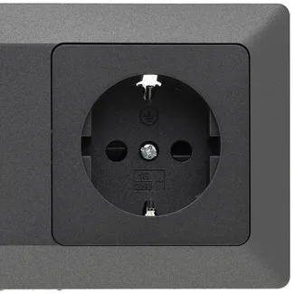 MILOS Set 2 Steckdosen + 2-fach Rahmen 250V~/ 16A, Steckanschluss, Anthrazit MILOS Set 2 Steckdosen + 2-fach Rahmen 250V~/ 16A, Steckanschluss, Anthrazit