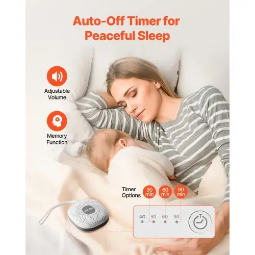 VEVOR Einschlafhilfe, White Noise Machine, 21 Musiktitel, 3-in-1 Soundmaschine mit weißem Rauschen, automatischer Abschaltfunktion, sanftem Ringlicht & Speicherfunktion, Rauschgerät – Bild 4