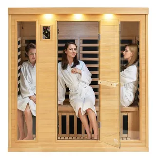 VEVOR Ferninfrarot-Holzsauna, Sauna-Spa für Zuhause, für 3 bis 4 Personen, Niedrige EMF-Ferninfrarot-Sauna aus Hemlockholz mit gehärteter Glastür & Bluetooth-Lautsprechern & Farblichttherapie, 2580 W VEVOR Ferninfrarot-Holzsauna, Sauna-Spa für Zuhause, für 3 bis 4 Personen, Niedrige EMF-Ferninfrarot-Sauna aus Hemlockholz mit gehärteter Glastür & Bluetooth-Lautsprechern & Farblichttherapie, 2580 W