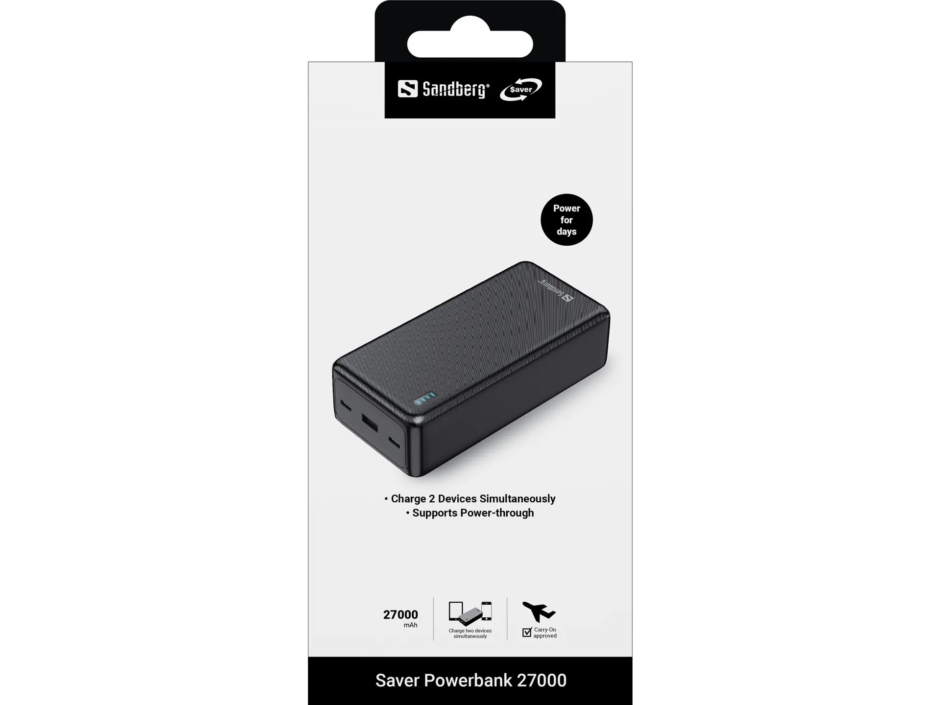 Sandberg 320-43 Powerbank Lithium-Ion (Li-Ion) 27000 mAh Schwarz – Bild 2