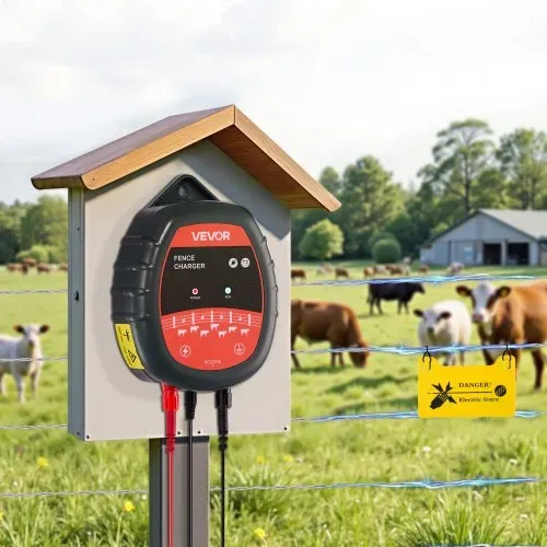 VEVOR Weidezaungerät, 10 kV 1J, AC/DC Elektrozaungerät mit LED-Anzeige, Reichweite 3 km, Leistungsstarkes Plug-in-Ladegerät, zum Schutz von Eindringen vor Wildtieren für Nutztiere & Geflügel – Bild 7