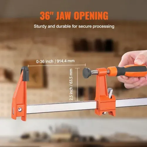 VEVOR Stangenklemmen für die Holzbearbeitung, F-Klemme, 2er-Pack, 91,4cm Klemme/Spreizer, 272,16kg Last – Bild 2