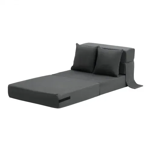 VEVOR 3 in 1 Klappsofa faltbares Schlafsofa mit 2 Kissen & waschbarem Bezug, umwandelbarer Schlafsessel aus 25D Memory Foam, Bettcouch für Wohnzimmer Schlafzimmer, Dunkelgrau (Einzelbett) – Bild 10